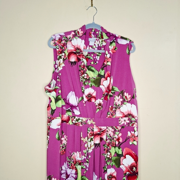 Chico´s |Boho Pink Floral Sleeveless V-neck Long Maxi Dress Sz 4/XL - Picture 6 of 11